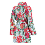 Red Amaryllis Pattern Print Women's Bathrobe