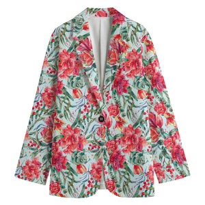 Red Amaryllis Pattern Print Women's Blazer