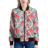 Red Amaryllis Pattern Print Women's Bomber Jacket