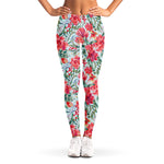 Red Amaryllis Pattern Print Women's Leggings