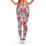 Red Amaryllis Pattern Print Women's Leggings
