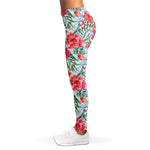 Red Amaryllis Pattern Print Women's Leggings