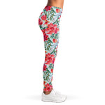 Red Amaryllis Pattern Print Women's Leggings