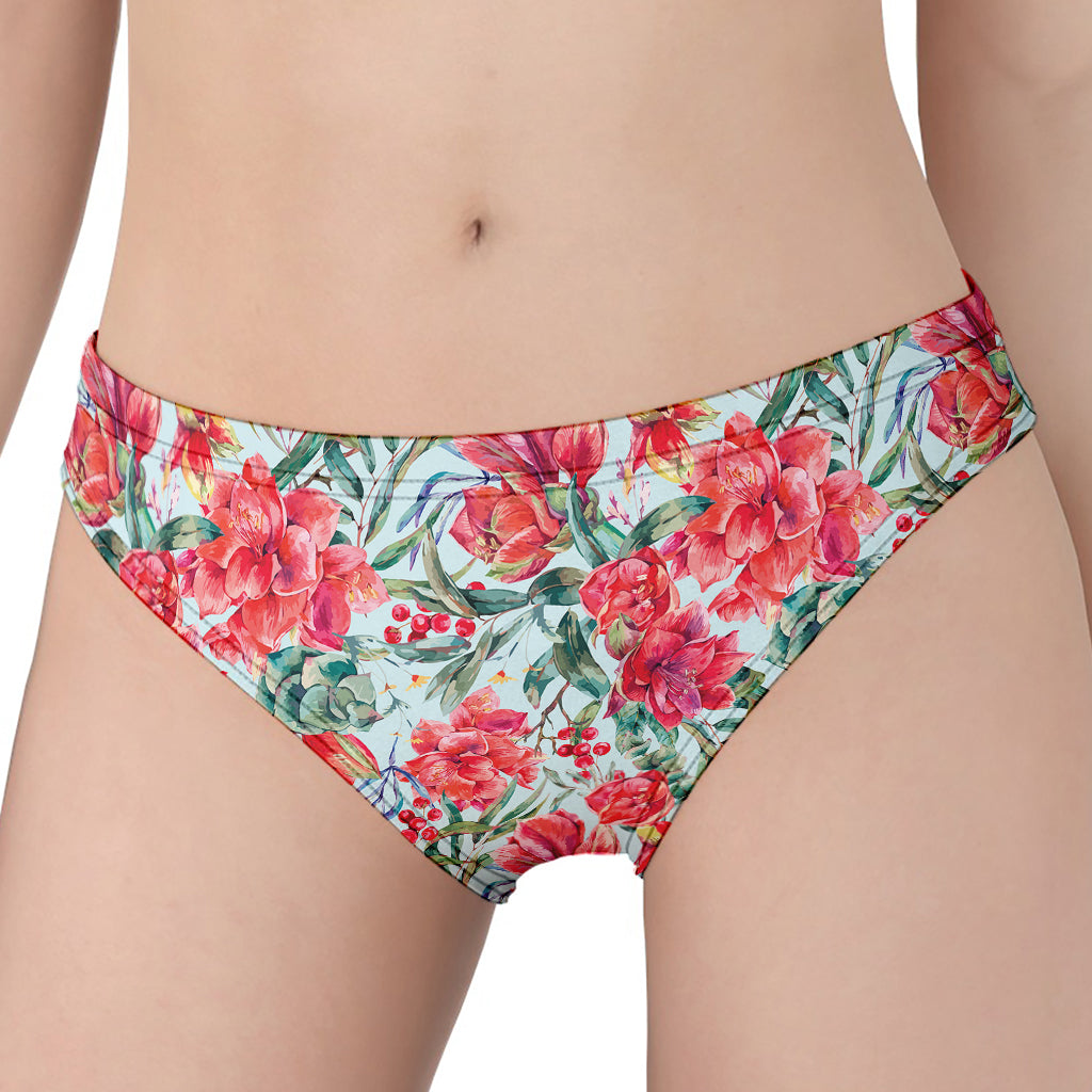 Red Amaryllis Pattern Print Women's Panties