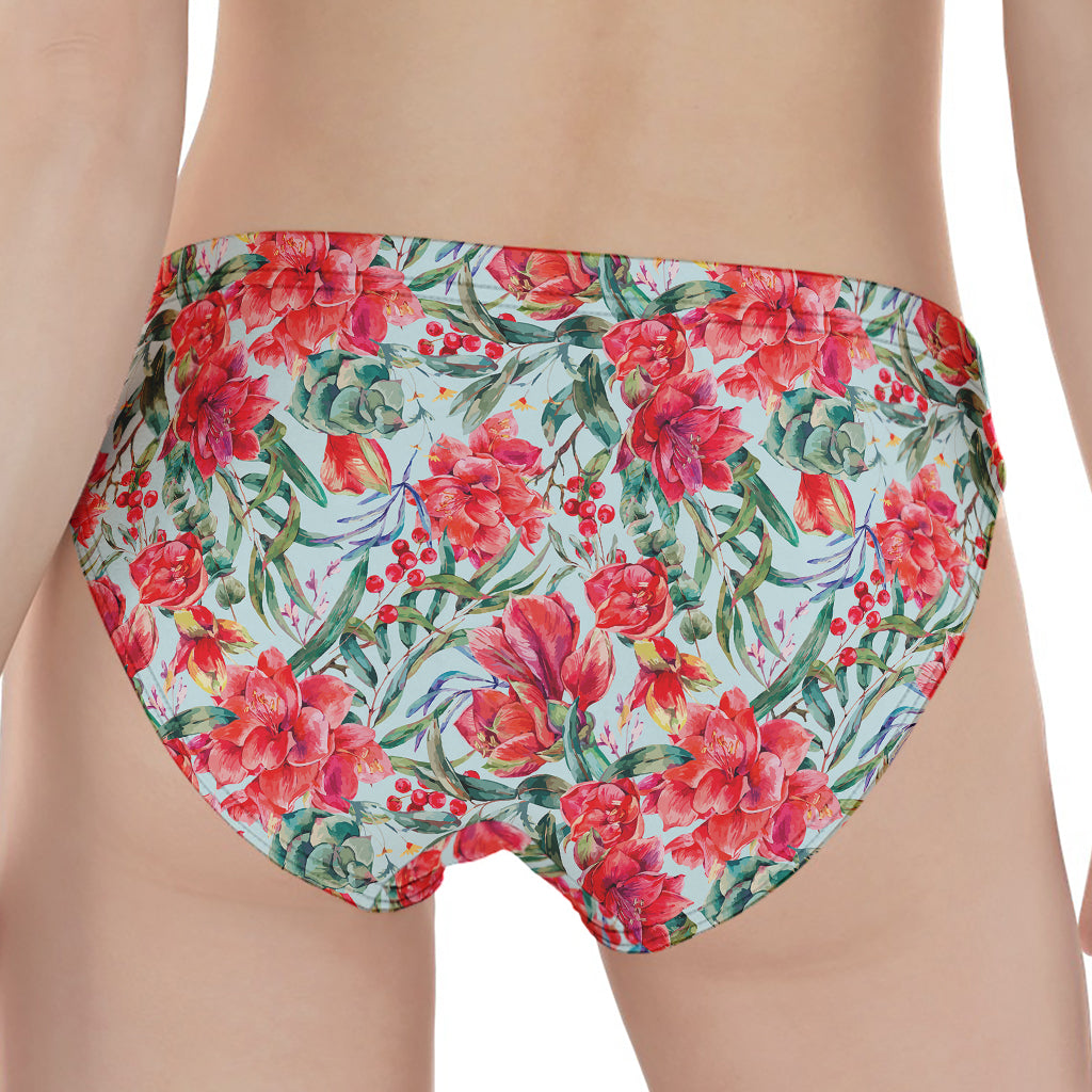 Red Amaryllis Pattern Print Women's Panties