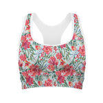 Red Amaryllis Pattern Print Women's Sports Bra