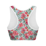 Red Amaryllis Pattern Print Women's Sports Bra