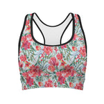 Red Amaryllis Pattern Print Women's Sports Bra