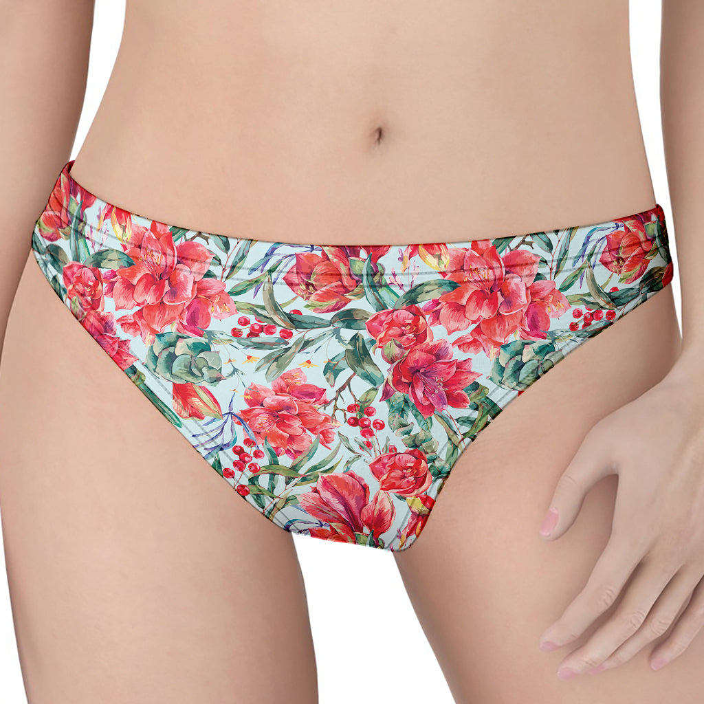 Red Amaryllis Pattern Print Women's Thong