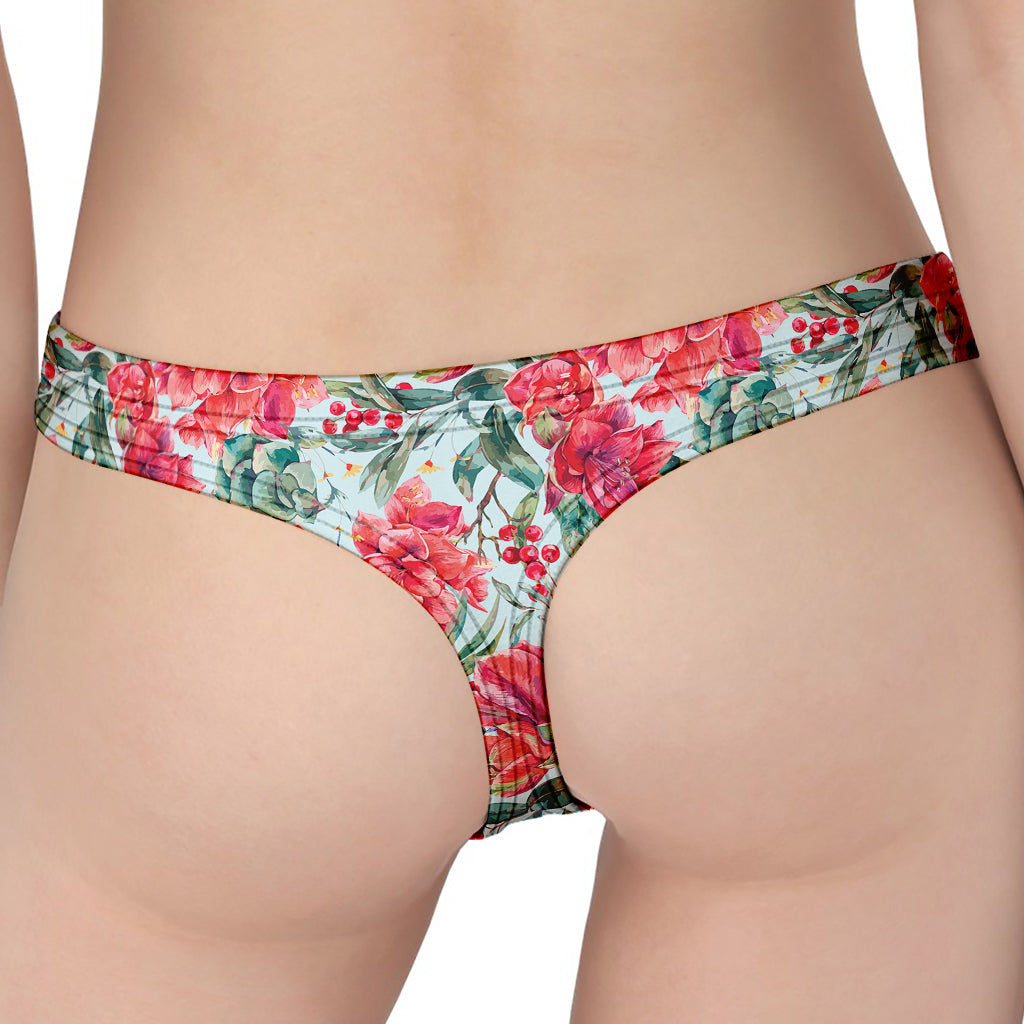 Red Amaryllis Pattern Print Women's Thong