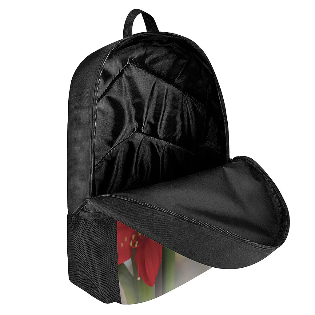 Red Amaryllis Print 17 Inch Backpack