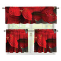 Red Amaryllis Print 3 Piece Kitchen Curtains