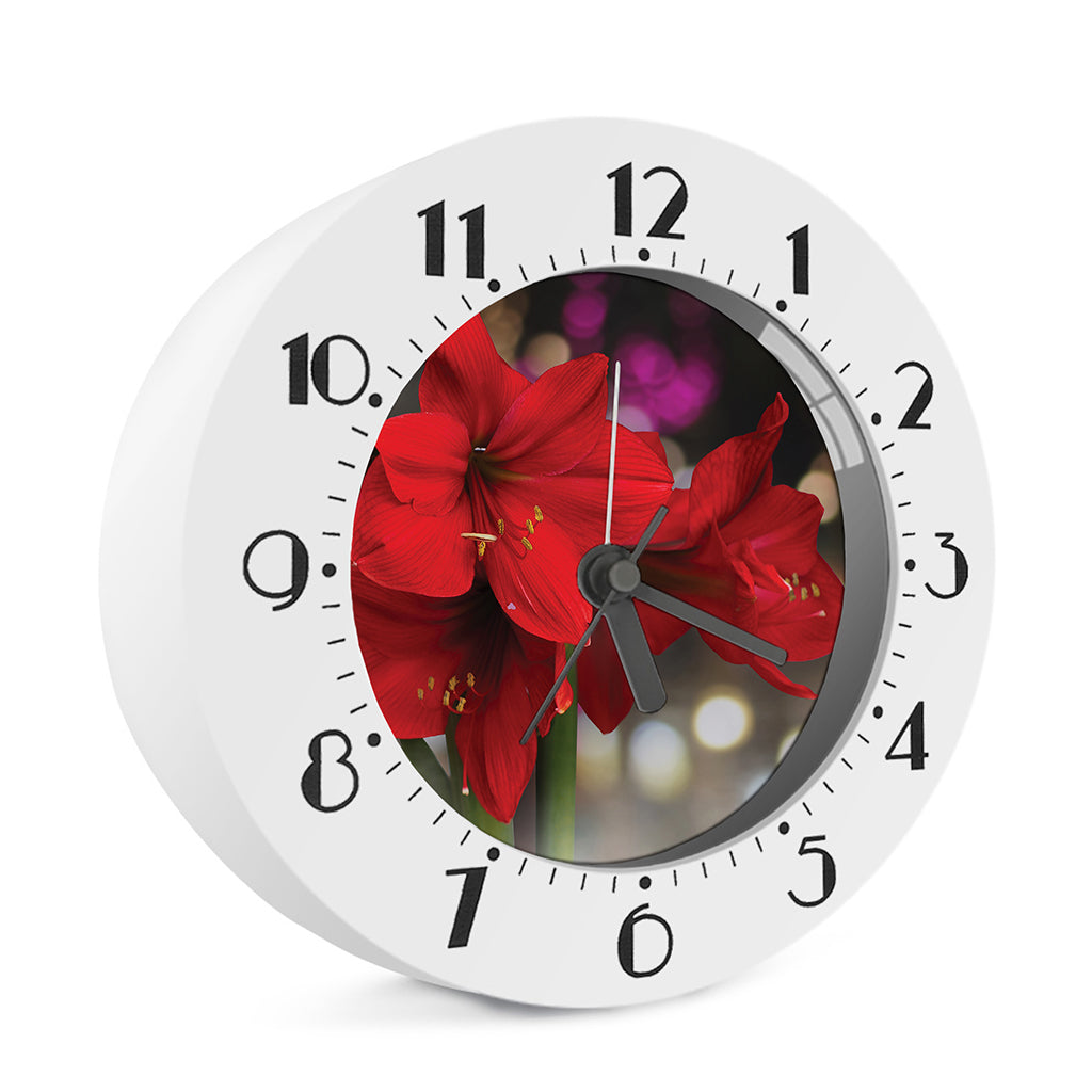 Red Amaryllis Print Alarm Clock