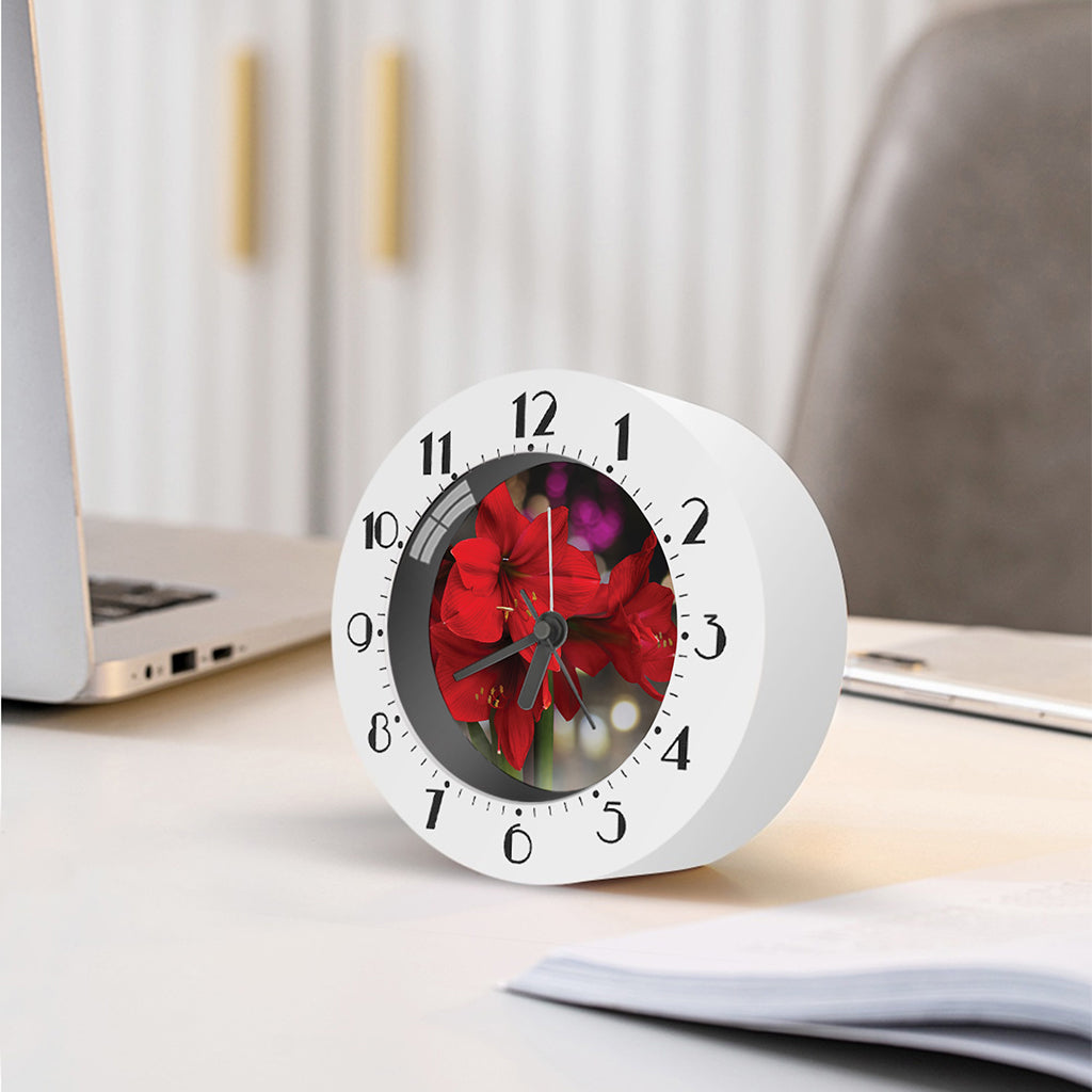 Red Amaryllis Print Alarm Clock