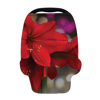 Red Amaryllis Print Baby Seat Cover