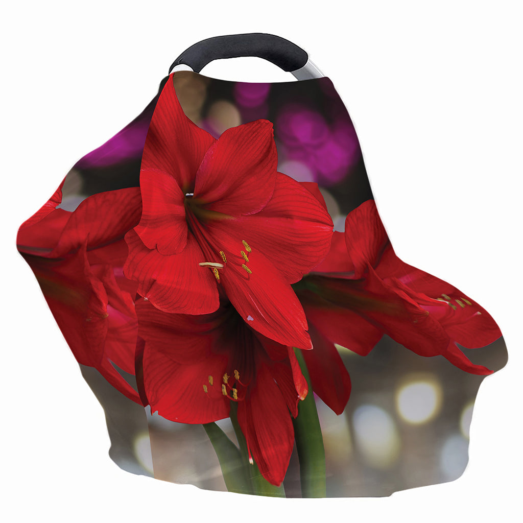 Red Amaryllis Print Baby Seat Cover