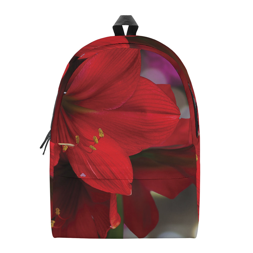 Red Amaryllis Print Backpack