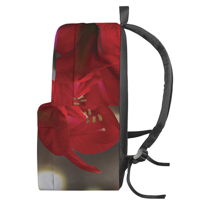 Red Amaryllis Print Backpack