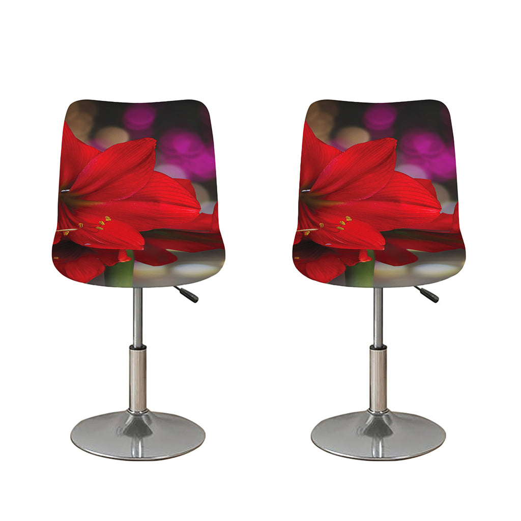 Red Amaryllis Print Bar Stool Covers