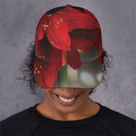 Red Amaryllis Print Baseball Cap