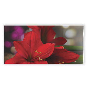 Red Amaryllis Print Beach Towel