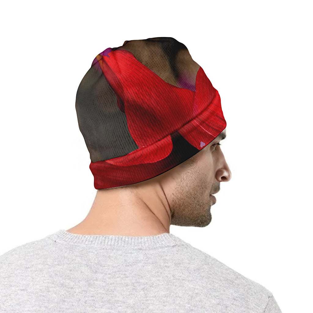 Red Amaryllis Print Beanie