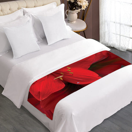 Red Amaryllis Print Bed Runner