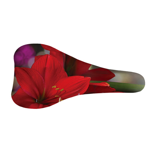 Red Amaryllis Print Bicycle Seat Cover