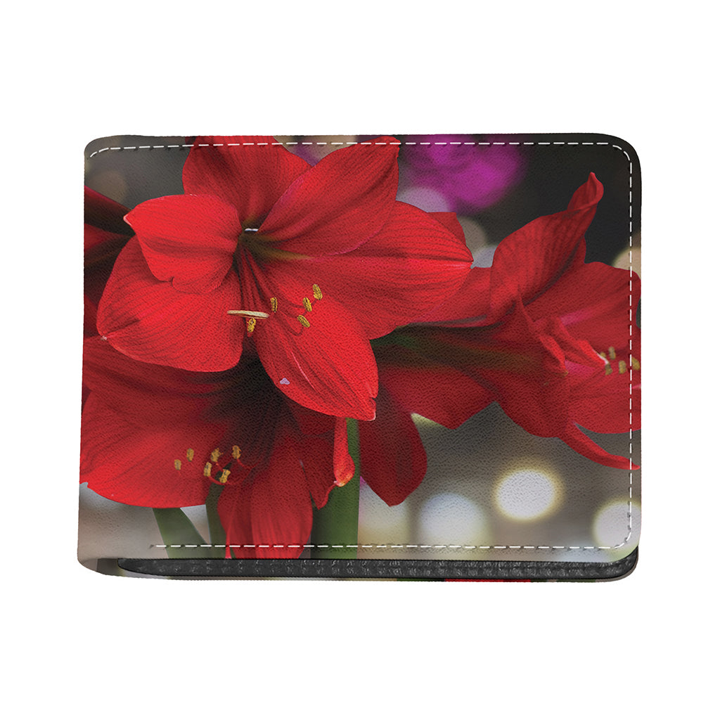 Red Amaryllis Print Bifold Wallet