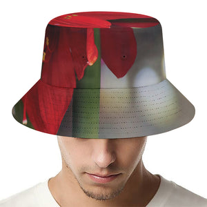 Red Amaryllis Print Bucket Hat