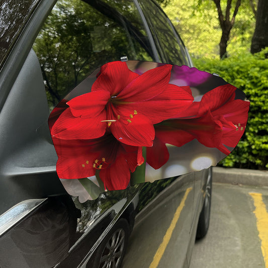 Red Amaryllis Print Car Side Mirror Covers