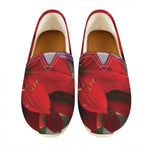 Red Amaryllis Print Casual Shoes