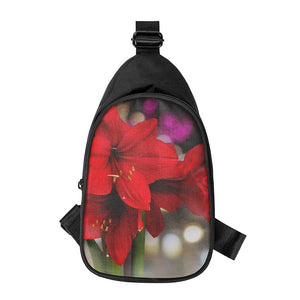 Red Amaryllis Print Chest Bag