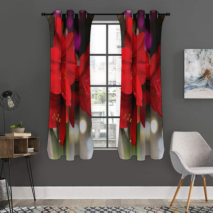 Red Amaryllis Print Curtain