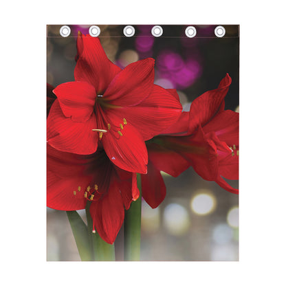 Red Amaryllis Print Curtain