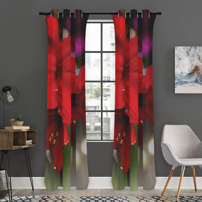 Red Amaryllis Print Curtain