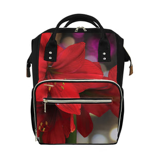 Red Amaryllis Print Diaper Bag