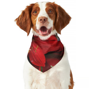 Red Amaryllis Print Dog Bandana