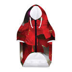 Red Amaryllis Print Dog Zip Up Hoodie
