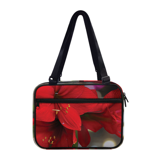 Red Amaryllis Print Double Strap Bible Bag
