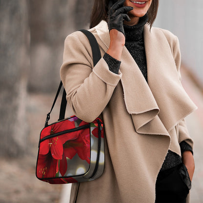 Red Amaryllis Print Double Strap Bible Bag