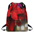 Red Amaryllis Print Drawstring Backpack