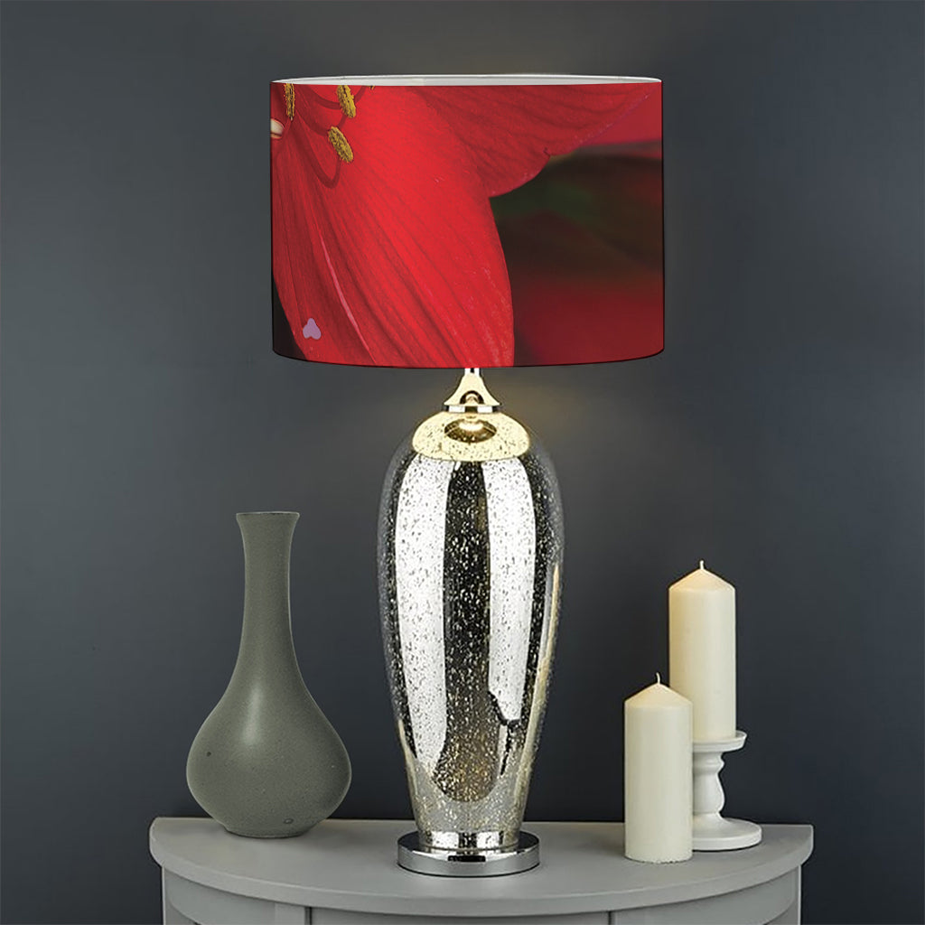 Red Amaryllis Print Drum Lamp Shade