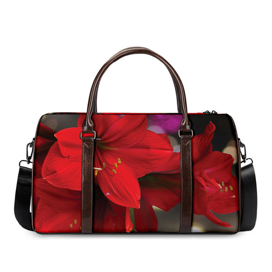 Red Amaryllis Print Duffle Bag