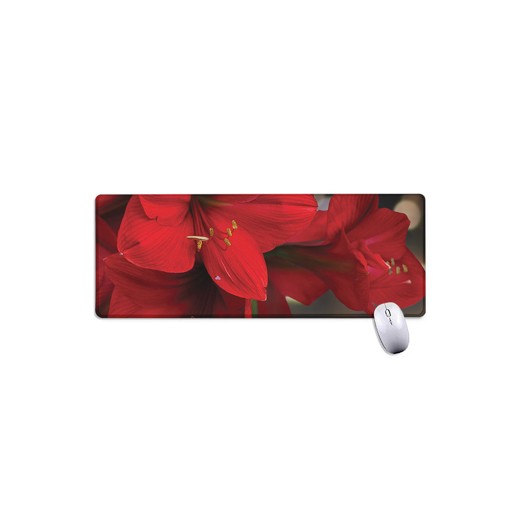 Red Amaryllis Print Extended Mouse Pad