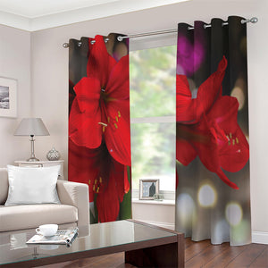 Red Amaryllis Print Extra Wide Grommet Curtains