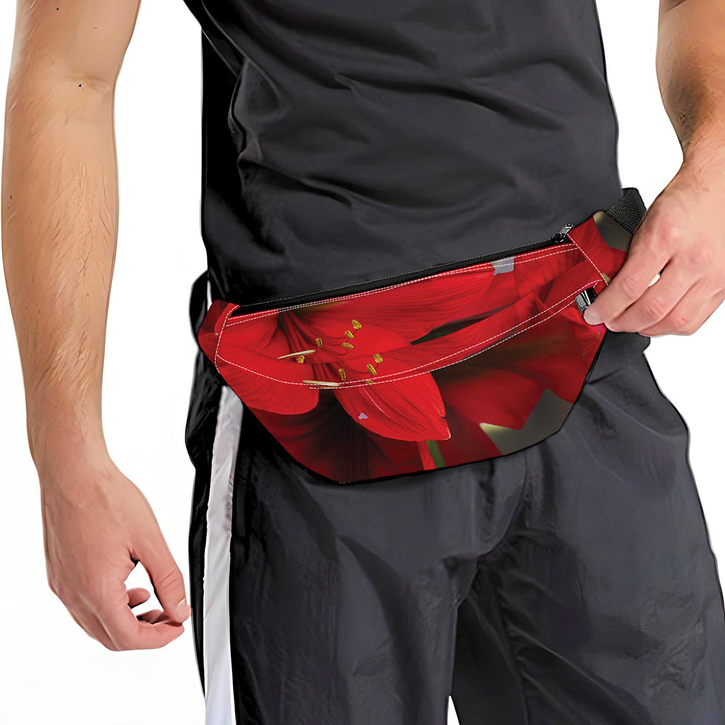 Red Amaryllis Print Fanny Pack