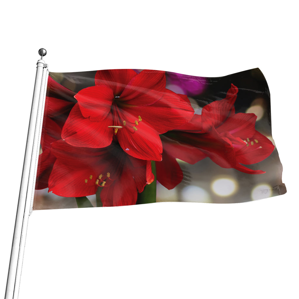 Red Amaryllis Print Flag