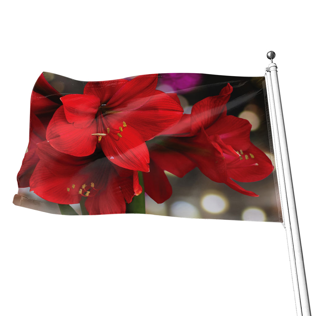 Red Amaryllis Print Flag