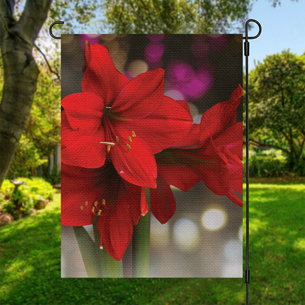 Red Amaryllis Print Garden Flag